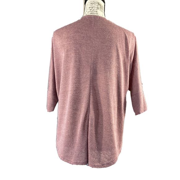 Womens Sweater M Mauve Zipper‎ V Neck Stretch Top Knit Dolman Demanding - Picture 2 of 4